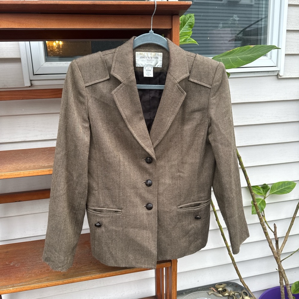 Jones New York Brown Textured Blazer